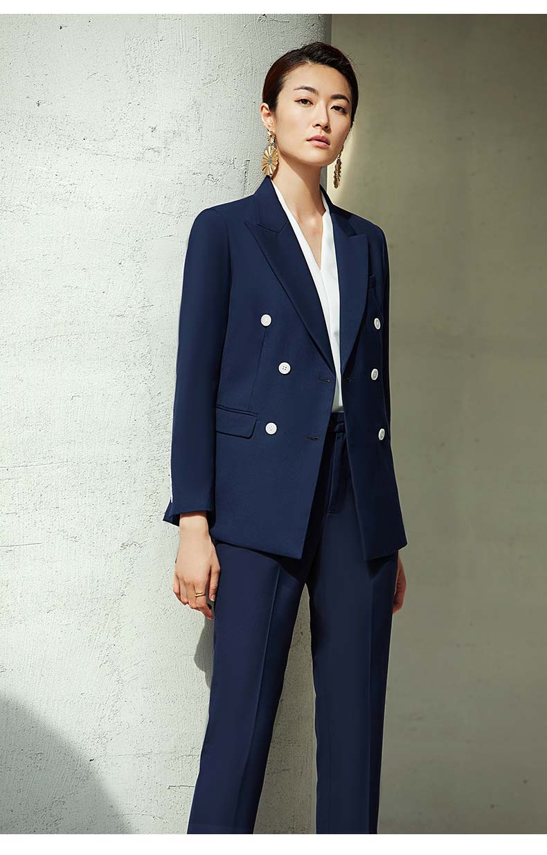 女款藍色雙排扣圖片4