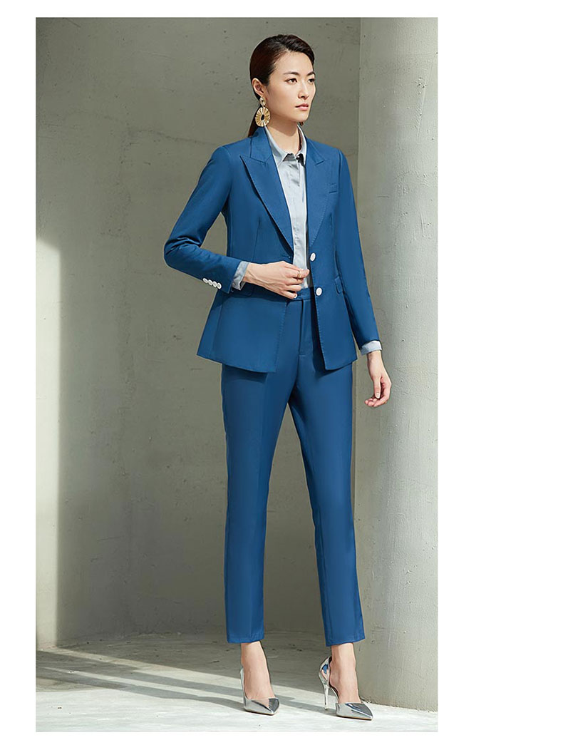 女士孔雀藍西服定制圖片